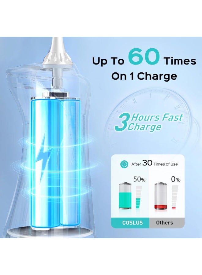 COSLUS C30 Portable Water Flosser for Teeth & Gums - Oral Irrigator with 3 Modes, 8 DIY Levels, 300ML, White - Image 2