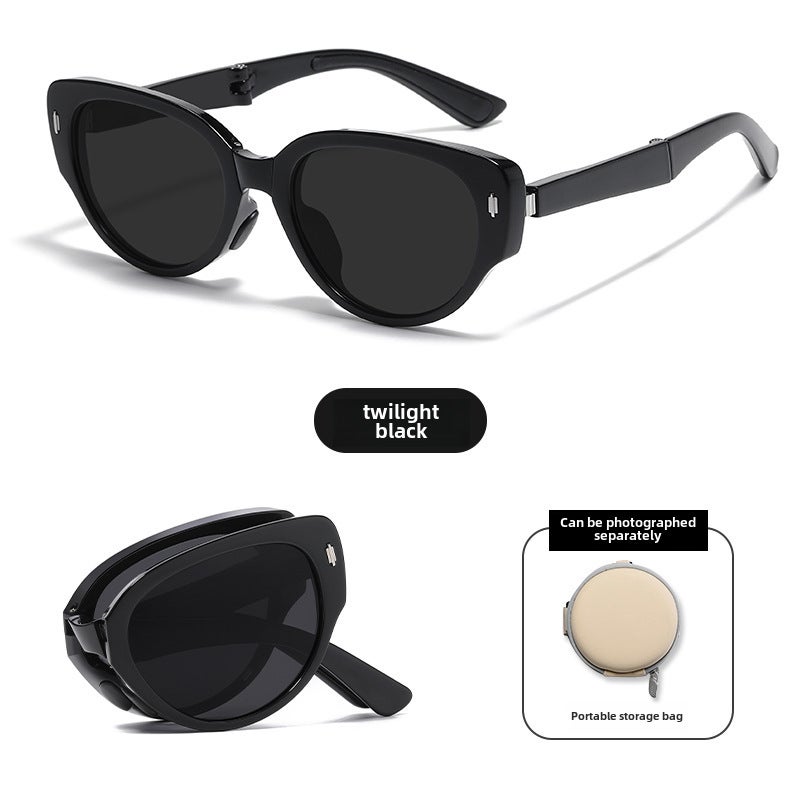 Generic Foldable Sunglasses for Women UV Protection Lightweight Summer Fashion CD009-Yao Mu Black [TR Polarized]] 