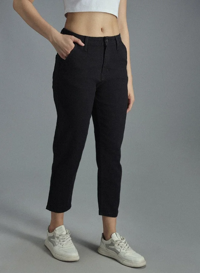 HIGH STAR Women Black Straight Fit High-Rise Stretchable Jeans