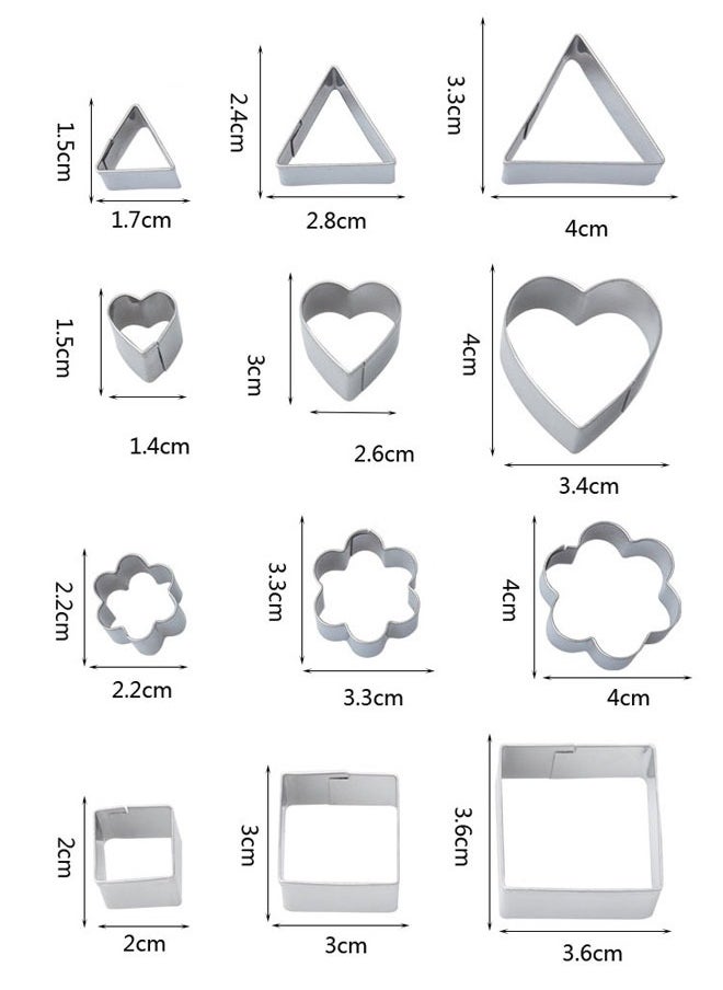 وهاواي Mini Cookie Biscuit Cutter Set 24pcs Stainless Steel Mini Geometric Shaped, Heart, Star, Flower Mold Biscuit Set Baking Dessert and Cake Decoration Metal Cookie Cutters for Pastry  - Image 3
