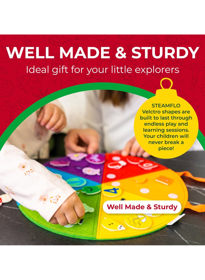 يونيكبيبي لعبة لوحة البيتزا التعليمية، مركز نشاط حسي مونتيسوري للأطفال، لعبة تعليمية من اللباد، لتعليم الألوان والفرز والتجميع، خفيفة وسهلة الحمل، مناسبة للسفر والعمر 3+، 30 قطعة - Image 5