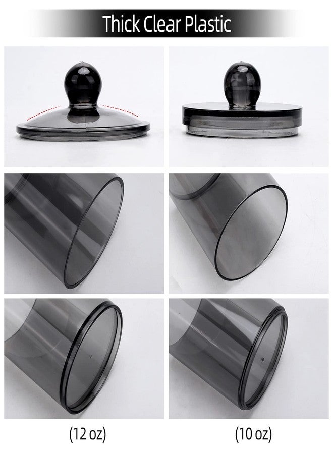 Tbestmax 4 Pack Qtip Holder 10-Ounce, 12-Ounce Bathroom Organizer Accessories Storage Containers Plastic Apothecary Jars with Lids for Cotton Ball, Cotton Swab, Floss, Black - Image 2