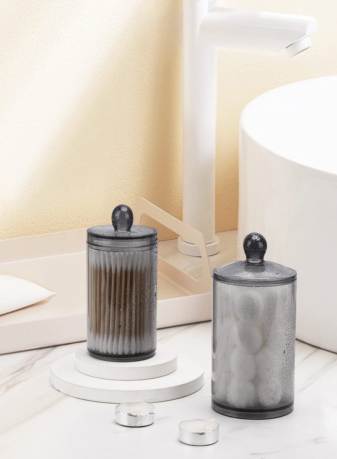 Tbestmax 4 Pack Qtip Holder 10-Ounce, 12-Ounce Bathroom Organizer Accessories Storage Containers Plastic Apothecary Jars with Lids for Cotton Ball, Cotton Swab, Floss, Black - Image 4