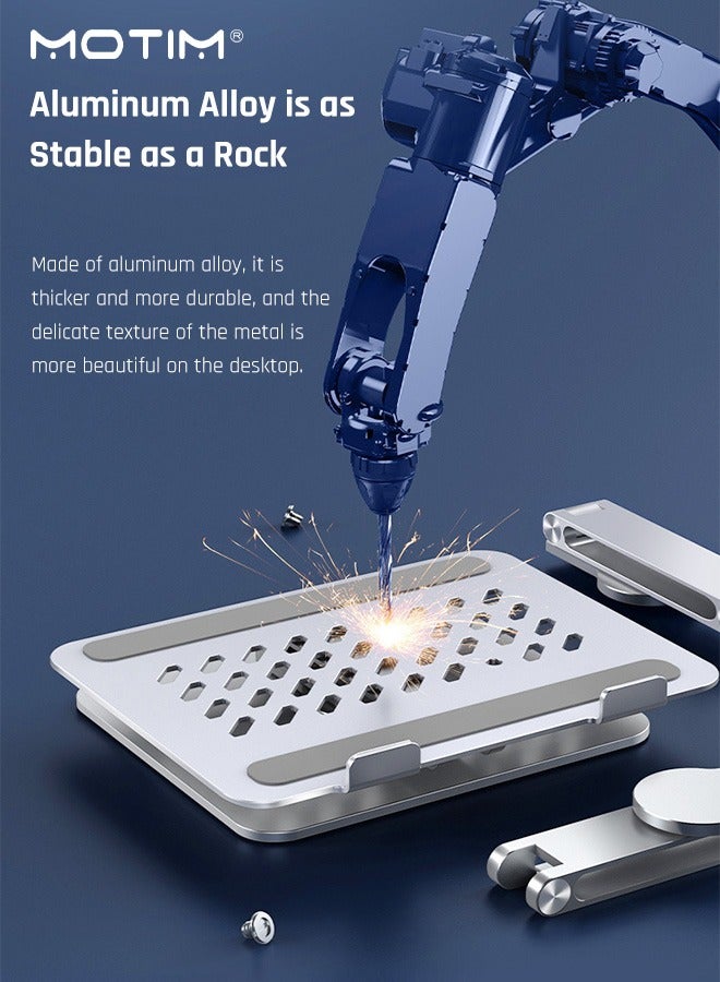 موتيم حامل كمبيوتر محمول قابل للتعديل مع قاعدة دوارة 360 درجة، حامل كمبيوتر محمول مريح للكمبيوتر المحمول حتى 18 بوصة، عمود دوار مزدوج، حامل كمبيوتر محمول قابل للطي بالكامل لسهولة التخزين، يناسب معظم أجهزة الكمبيوتر المحمول مقاس 10-17 بوصة - Image 4