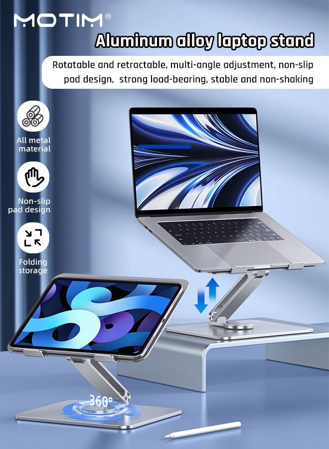 موتيم حامل كمبيوتر محمول قابل للتعديل مع قاعدة دوارة 360 درجة، حامل كمبيوتر محمول مريح للكمبيوتر المحمول حتى 18 بوصة، عمود دوار مزدوج، حامل كمبيوتر محمول قابل للطي بالكامل لسهولة التخزين، يناسب معظم أجهزة الكمبيوتر المحمول مقاس 10-17 بوصة - Image 2