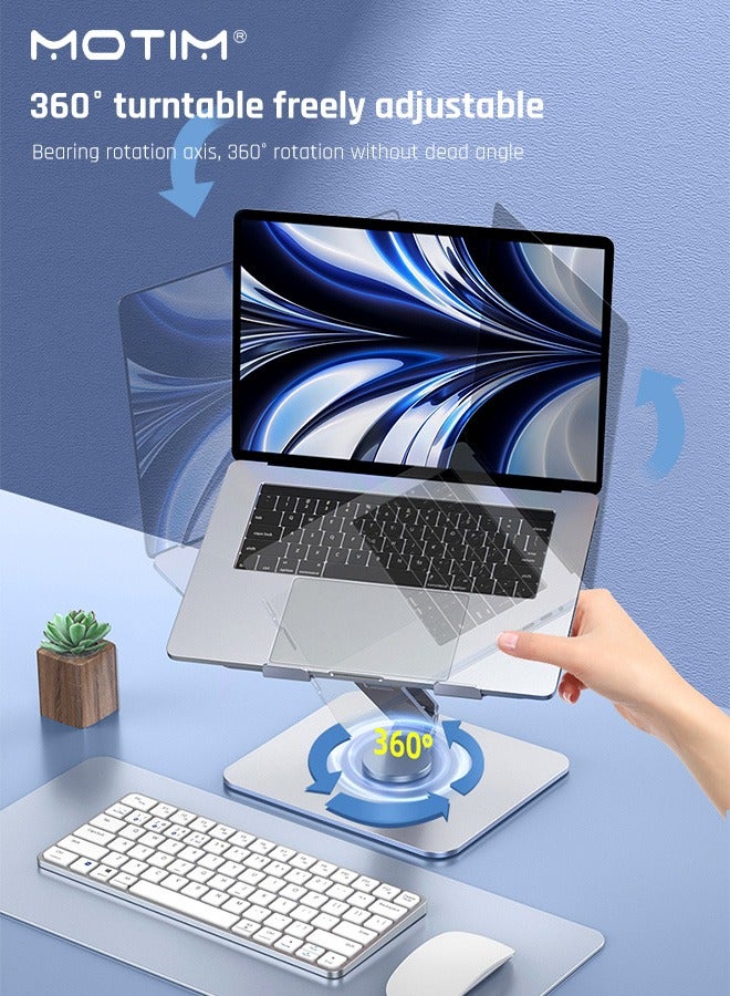 موتيم حامل كمبيوتر محمول قابل للتعديل مع قاعدة دوارة 360 درجة، حامل كمبيوتر محمول مريح للكمبيوتر المحمول حتى 18 بوصة، عمود دوار مزدوج، حامل كمبيوتر محمول قابل للطي بالكامل لسهولة التخزين، يناسب معظم أجهزة الكمبيوتر المحمول مقاس 10-17 بوصة - Image 3