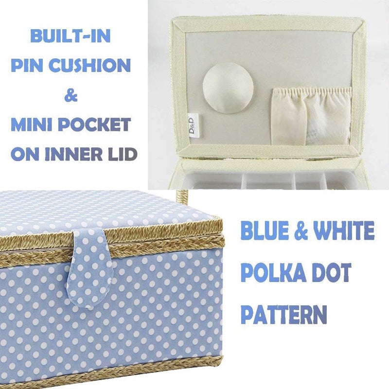 DD Sewing Basket with Sewing Kit, Sewing Box Organizer with Accessories, Sewing Supplies Storage with Sewing Tools Set (Blue, Medium) - Image 5