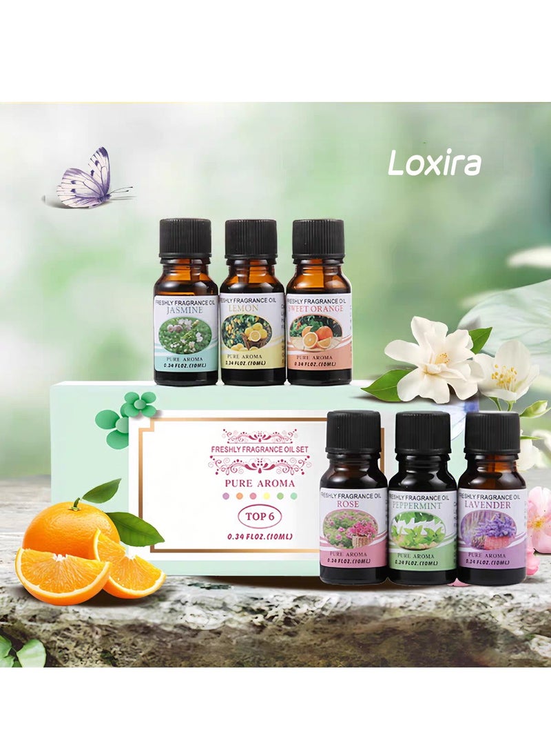 Essential Oils Gift Set – 6 Pure Aromatherapy Fragrance Oils, 10ml Each – for Diffuser, Relaxation, Spa & Home Use