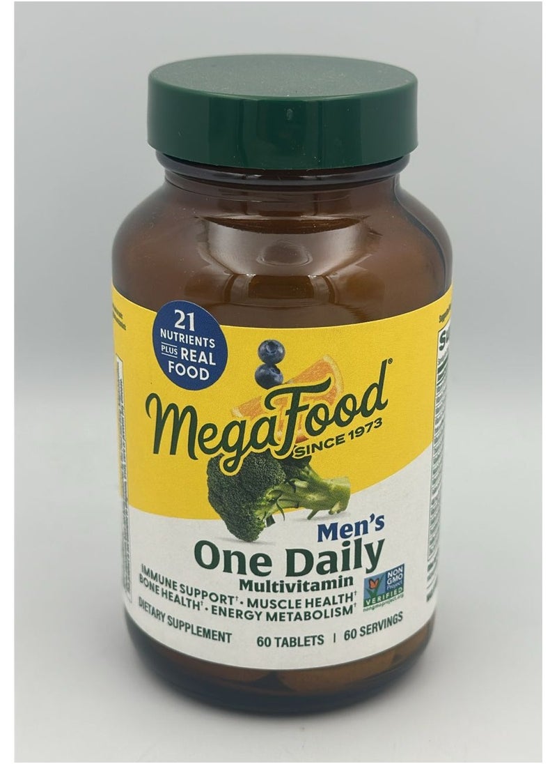MegaFood Men's One Daily Multivitamin - immune support,bone health,muscle health, energy metabolism, dietary supplement / 60 tablets / 60 servings.  - Image 1