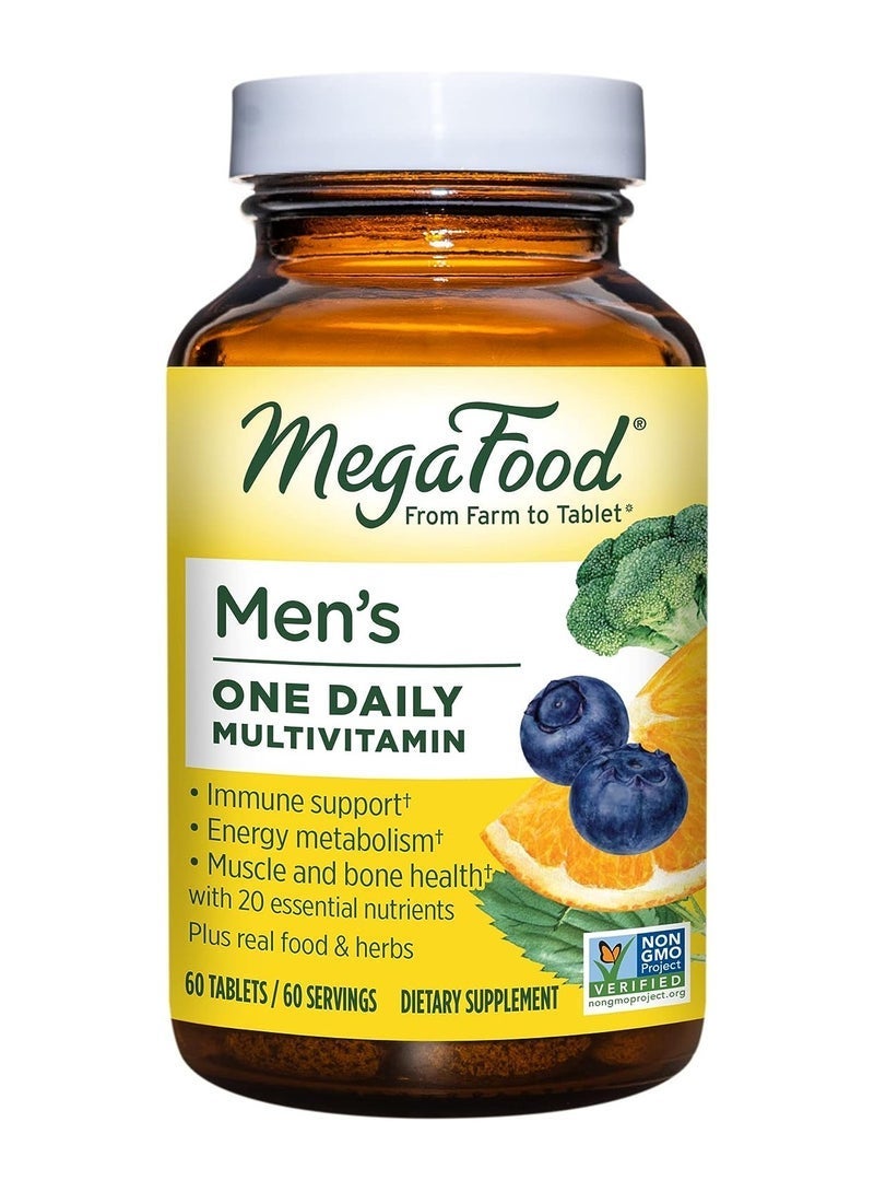 MegaFood Men's One Daily Multivitamin | 21 nutrients plus real food | immune support, Muscle Health, bone health, energy metabolism, dietary supplement / 60 tablets / 60 servings - Image 1