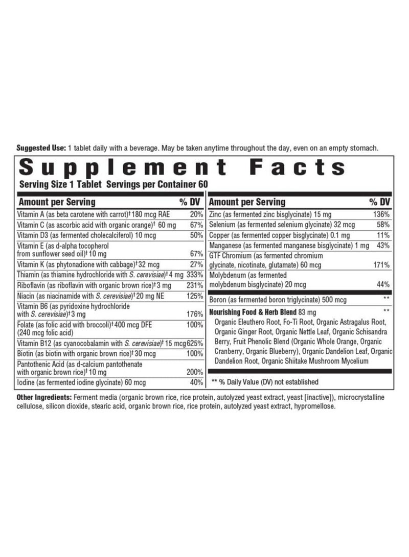 MegaFood Men's One Daily Multivitamin | 21 nutrients plus real food | immune support, Muscle Health, bone health, energy metabolism, dietary supplement / 60 tablets / 60 servings - Image 2