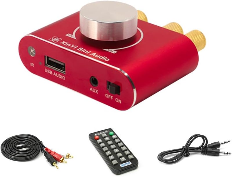 مضخم صوت لاسلكي أحمر بقوة 100 واط بلوتوث 5.1 محمول مع مدخلات AUX و USB للاستخدام المنزلي وفي السيارة - Image 1