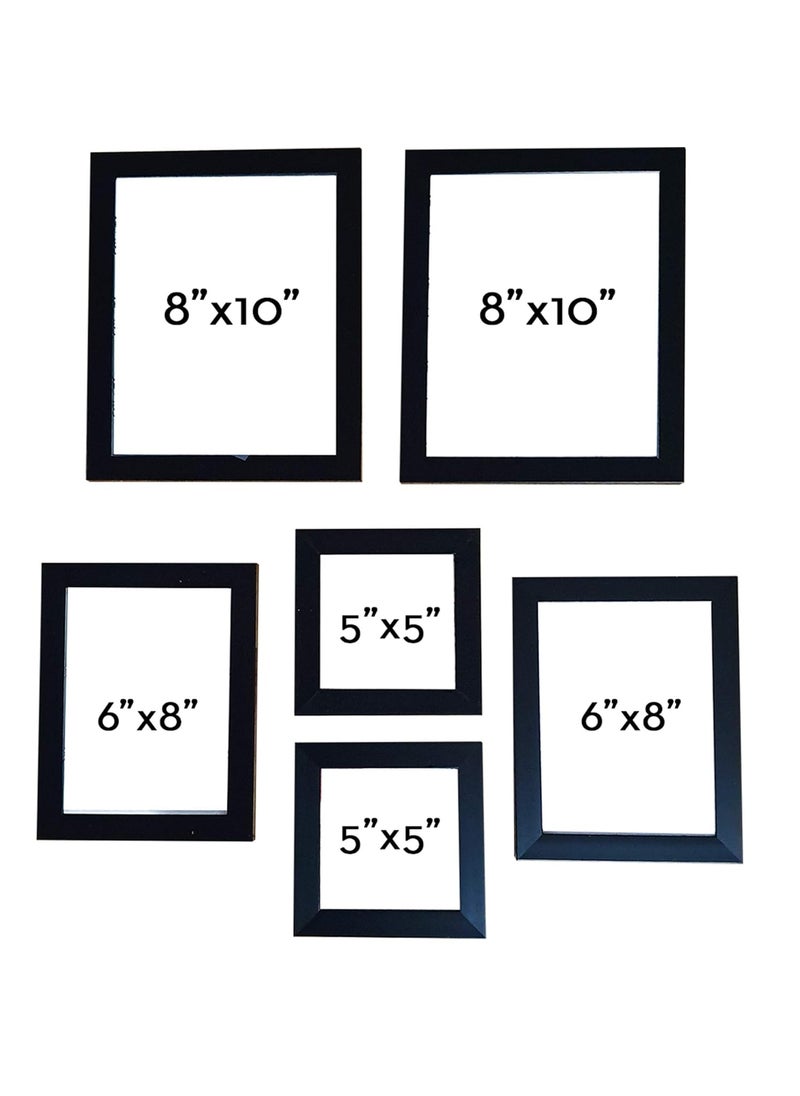 Art Street Art Street Set of 6 Individual Black Wall Photo Frames Wall Picture Frame ||Mix Size||2 Units 5x5, 2 Units 6X8, 2 Units 8x10 inches||  - Image 3