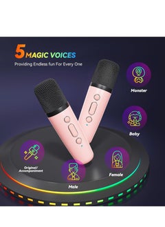 Karaoke Machine for Kids Adults, Portable Bluetooth Mini Karaoke Microphone Singing Speaker with 2 Mic and Light,Gifts Toys for All Smartphones,Birthday, Family,Home Party (Pink) - pzsku/Z47751CC4E33E84B5F4AEZ/45/_/1739526915/7da03056-7257-4d74-80cd-224e7bb59dd2