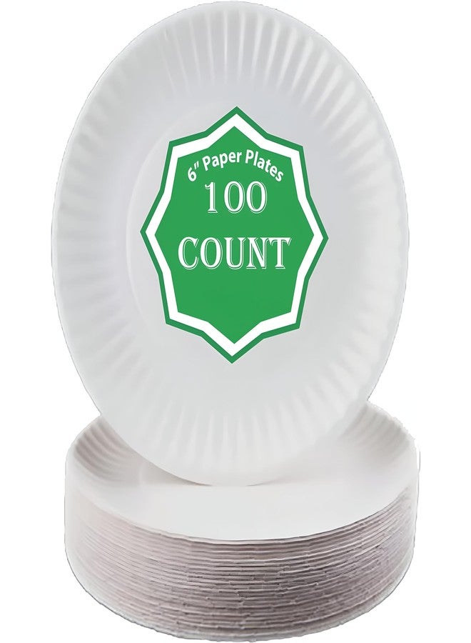 Spa Stix 6" Disposable Paper Plate - Pack of 100ct (SS-Paper Plate 6-100),White - Image 1