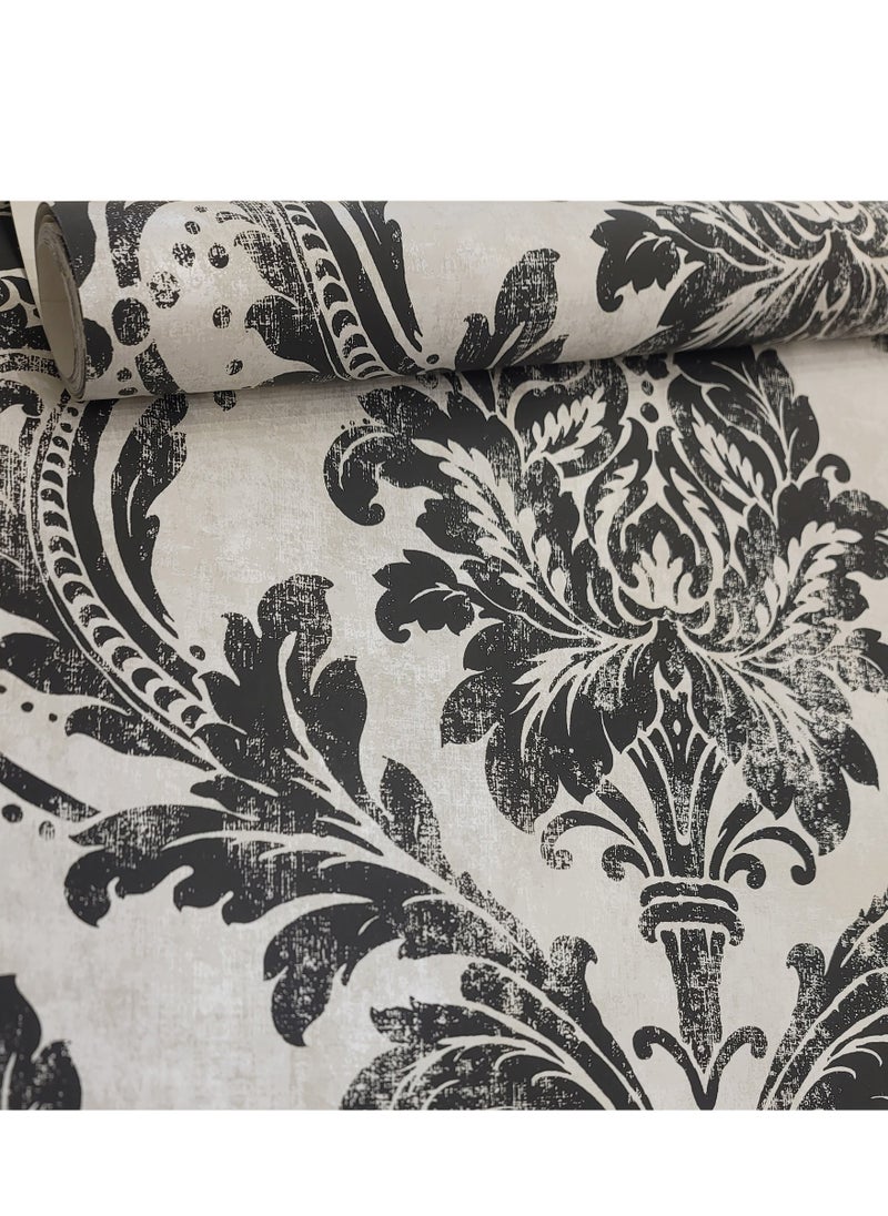 MAF Wallpaper MAF Wallpaper IWB0414 Classic Vintage Floral Wallpaper , European Style Wallpaper for living room, bedroom, Hotels, Restaurants, Spa Room..& more - Black  - Image 2
