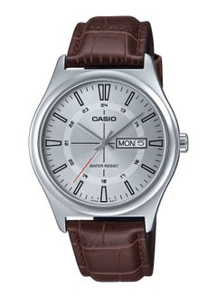CASIO Men's Quartz White Dial Leather Strap Watch MTP-V006L-7CU 