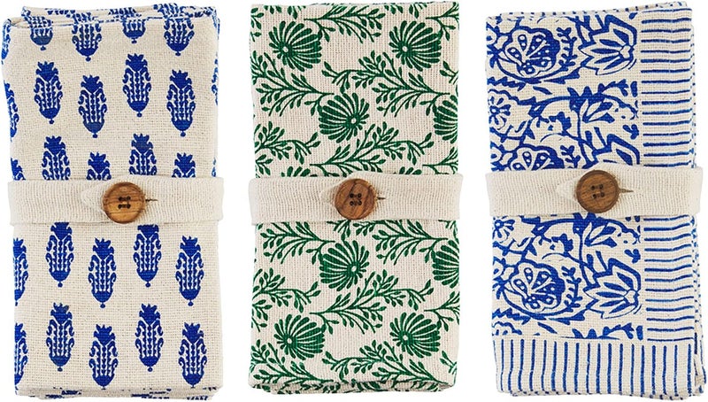 Mud Pie Floral Indigo Napkin Set Blue 18 x 18 - Image 2