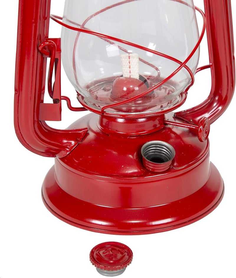 Stansport 12-Inch Red Hurricane Lantern with Glass Globe - Image 2
