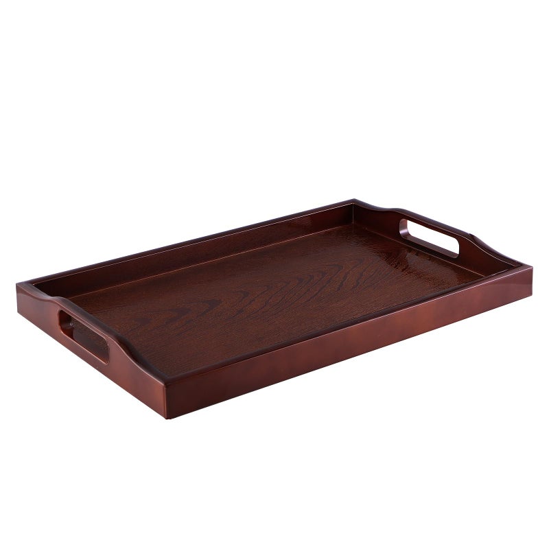 MDLUU Plastic Serving Tray Ottoman Tray with Cutout Handles Rectangle Butler Tray for Breakfast in Bed Coffee Table Decor Party Cherry