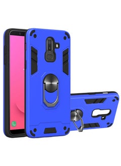Generic Case Cover For Samsung Galaxy J8  2018 2 in 1 Armour Series PC + TPU Protective Case with Ring Holder Dark Blue 