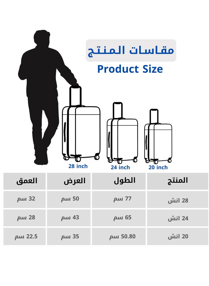 طقم شنط سفر 3 قطع مثالي للعائلات - أسود (20، 24، 28 بوصة)  - Image 5