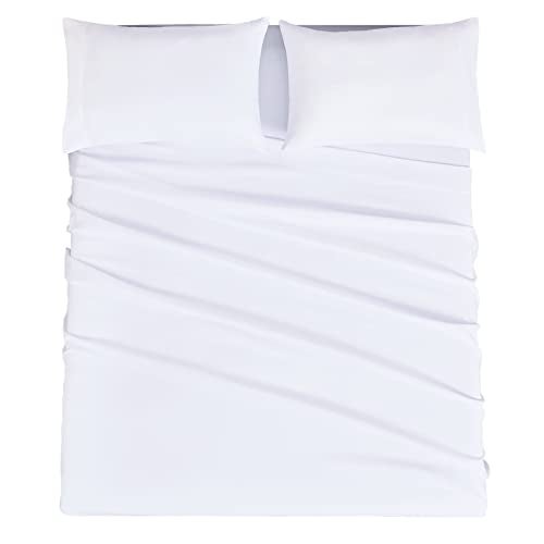 Mejoroom Queen Sheet Set - Hotel Luxury 1800 Bedding Sheets & Pillowcases - Deep Pocket Fitted Sheet, Hypoallergenic, Wrinkle& Breathable, Fade Resistant - 4 Piece (Queen,White) - Image 2