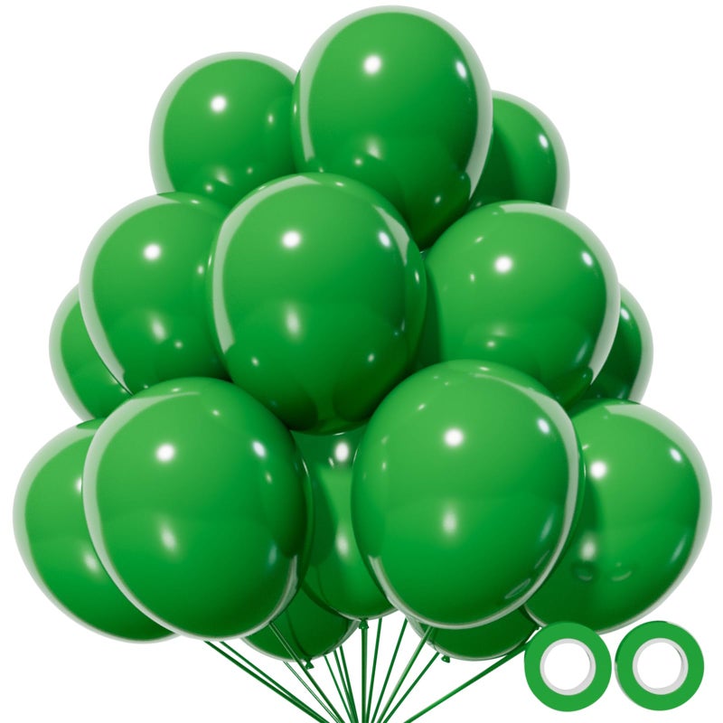 KUULBELA 110Pcs Dark Green Balloons Latex Party Balloons 12 inch Round Helium Balloons for Dark Green Themed Christmas Green Balloon (with 2 Ribbons). - Image 1
