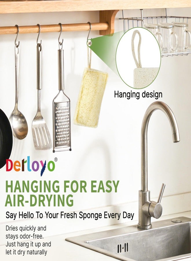 derloyo 6 Pack Natural Loofah Sponges for Dishes, Loofah Kitchen Sponges with Cellulose & Cotton Loop, Natural Sponges for Dishes & Kitchen Cleaning - Image 5