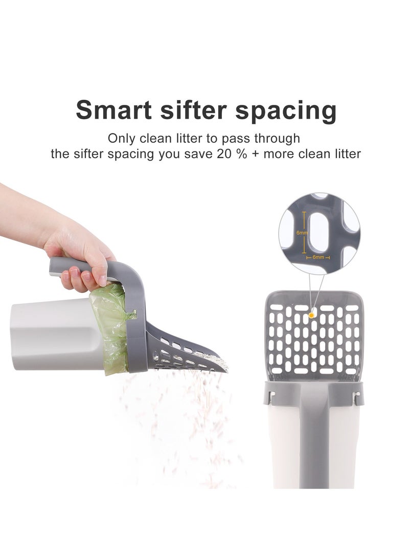 عام مجرفة رمل القطط، أداة تنظيف صندوق القمامة للقطط، تأتي مع مجموعة أكياس القمامة، مستلزمات تنظيف قابلة لإزالة للحيوانات الأليفة. - Image 3