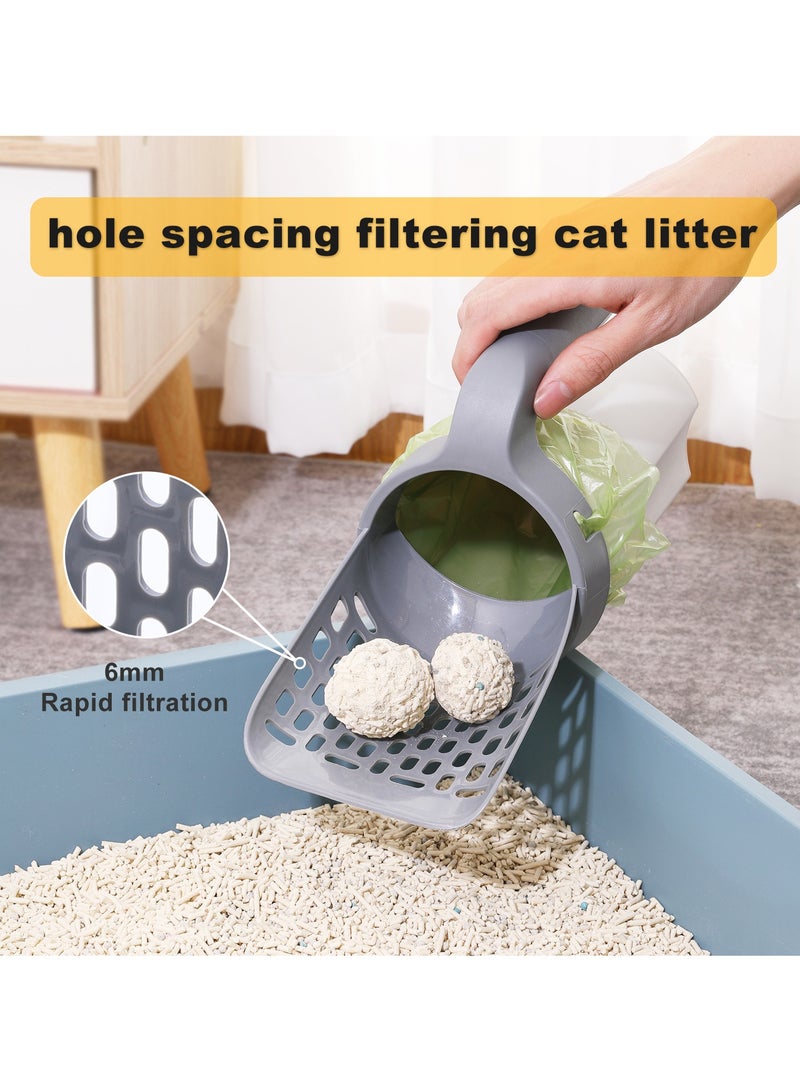 عام مجرفة رمل القطط، أداة تنظيف صندوق القمامة للقطط، تأتي مع مجموعة أكياس القمامة، مستلزمات تنظيف قابلة لإزالة للحيوانات الأليفة. - Image 5