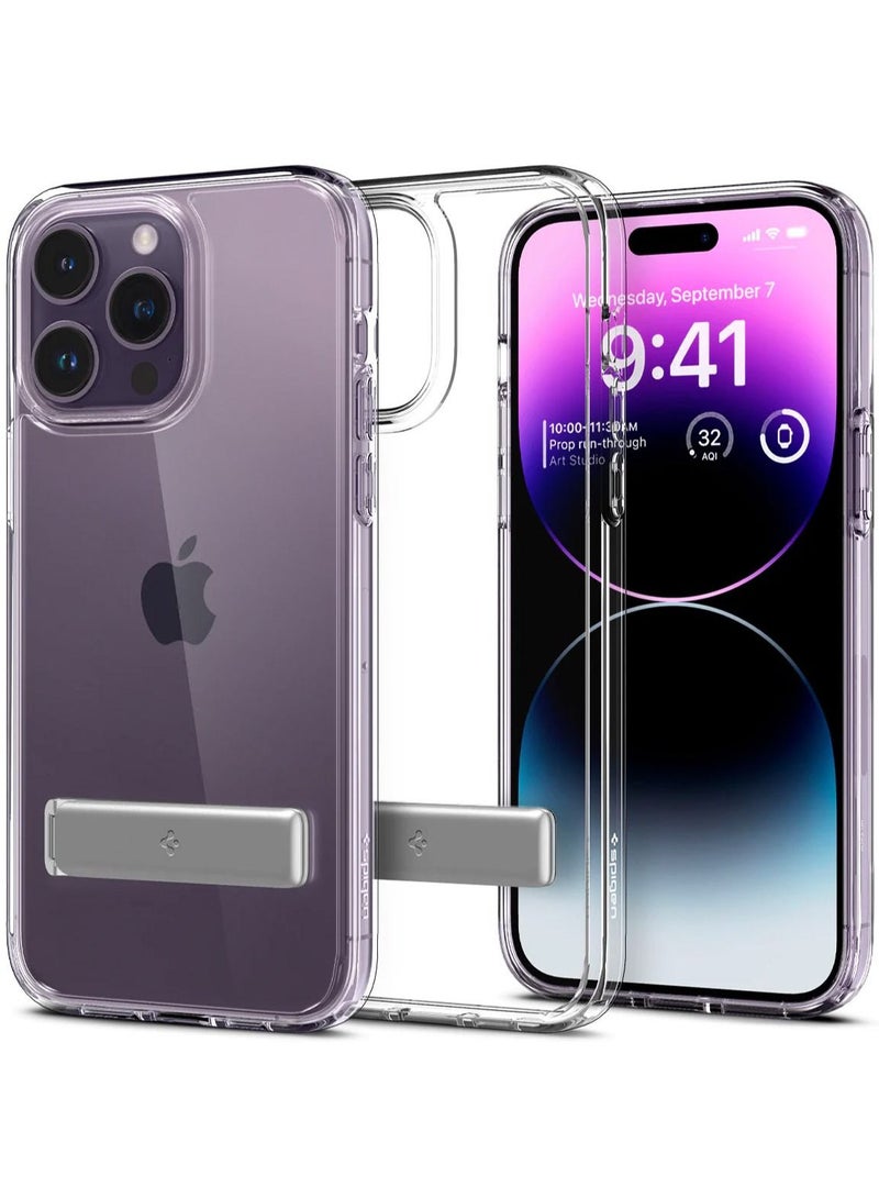 Spigen Ultra Hybrid S iPhone 14 Pro Case Cover with Kickstand - Crystal Clear - Image 1