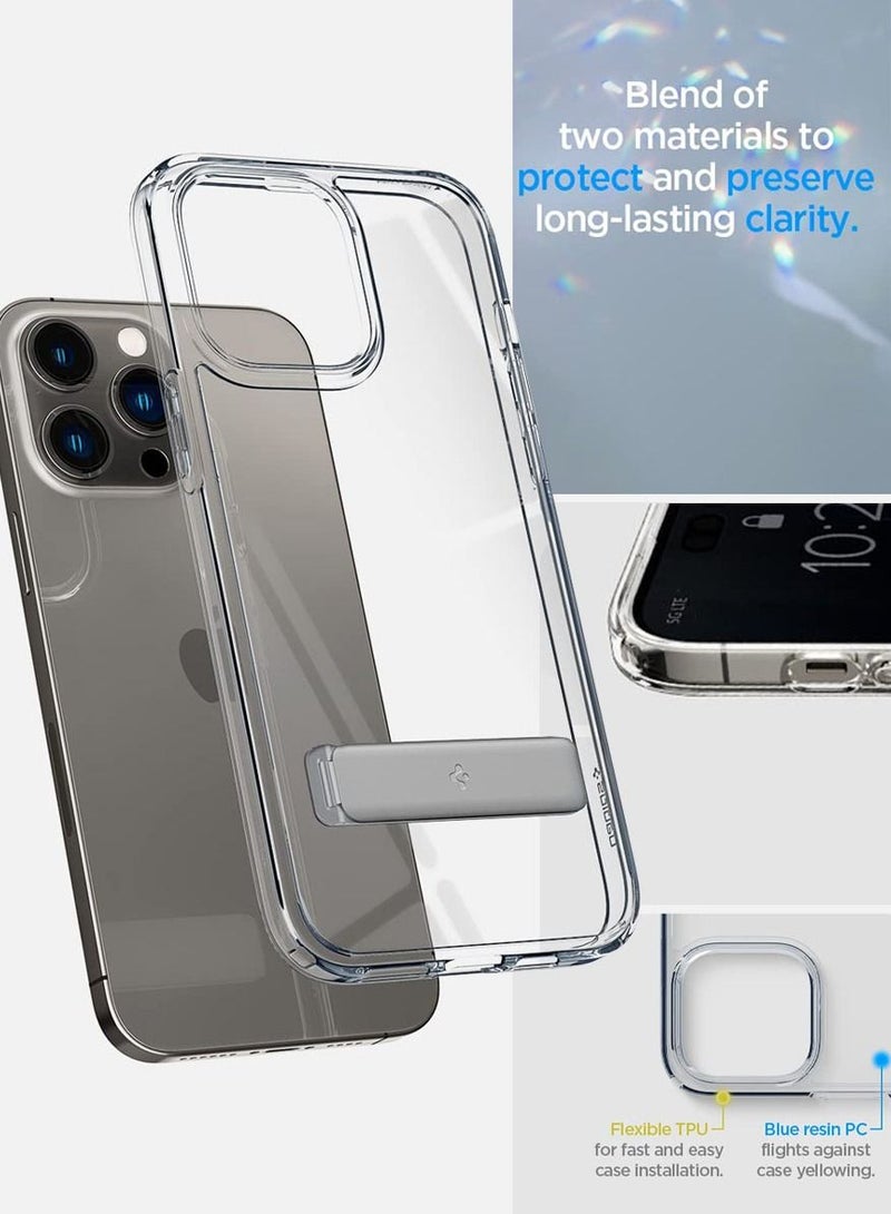 Spigen Ultra Hybrid S iPhone 14 Pro Case Cover with Kickstand - Crystal Clear - Image 4
