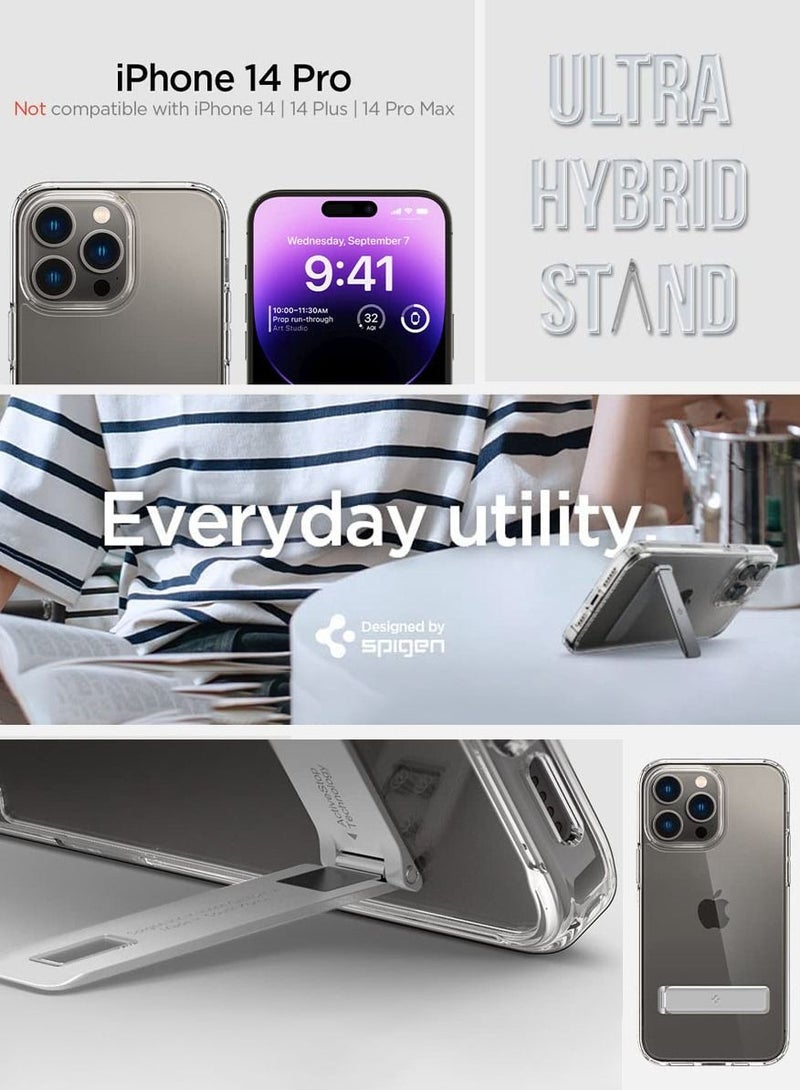 Spigen Ultra Hybrid S iPhone 14 Pro Case Cover with Kickstand - Crystal Clear - Image 2