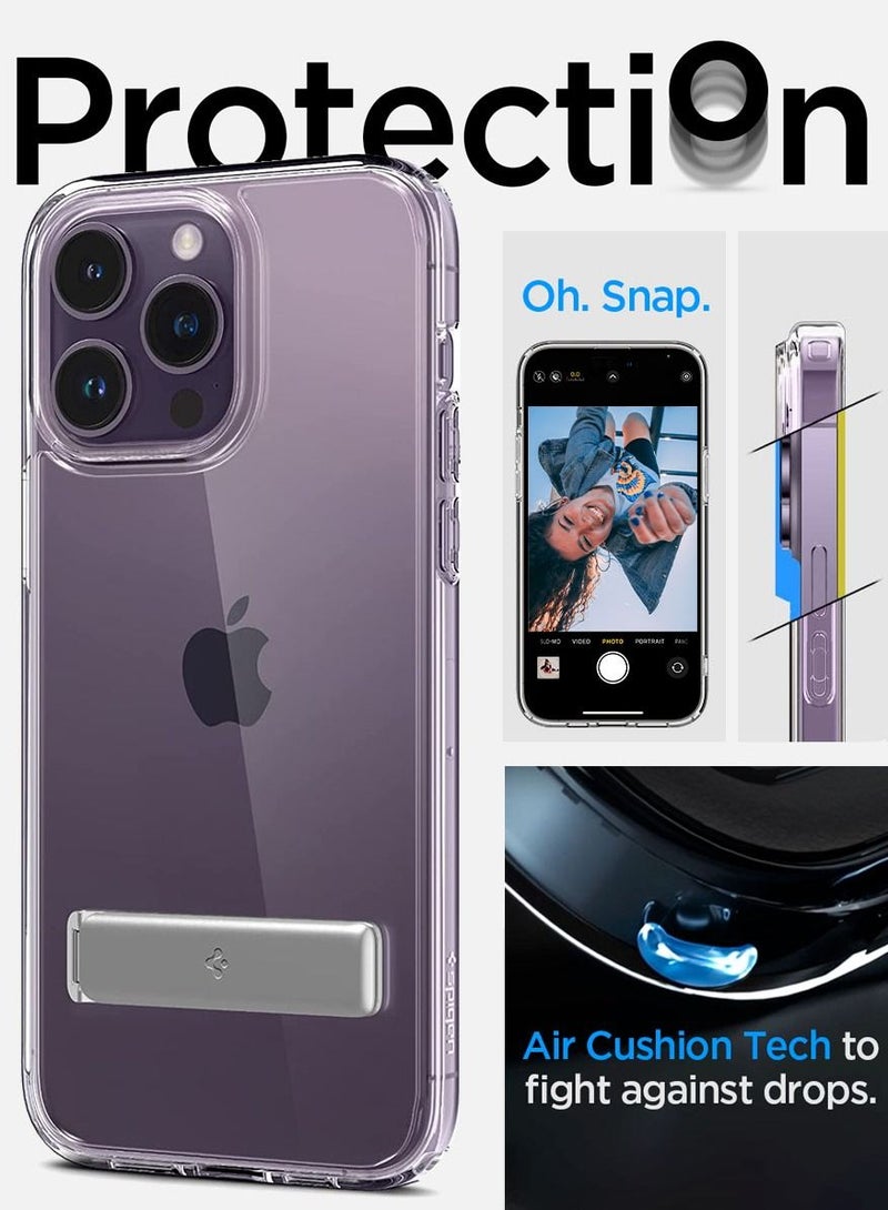 Spigen Ultra Hybrid S iPhone 14 Pro Case Cover with Kickstand - Crystal Clear - Image 5