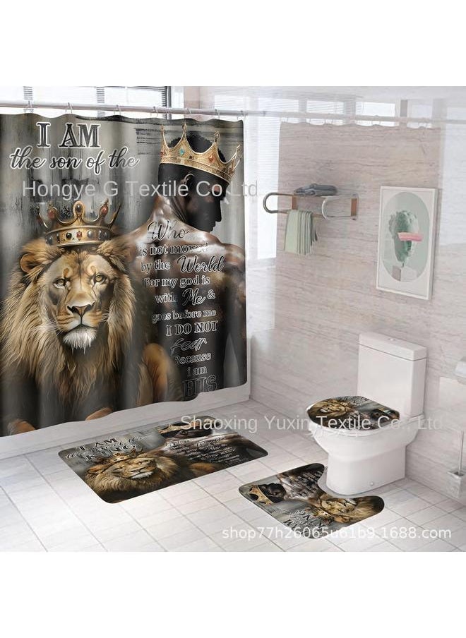 Bluejw Black Series Hot Selling 3D HD Digital Printing Waterproof Mildew Partition Shower Curtain Factory Outlet  - Image 4