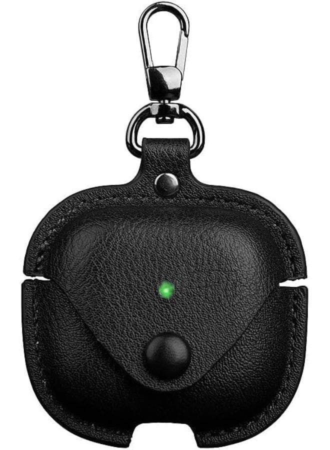 BEST ONE Earbuds Leather Case with Keychain, Retro Protective Headphone/Earphone Cover Compatible with Apple AirPods & Other Earbuds, Wireless Charging Support, Front LED Visible, 2-Pack (Brown & Black) - Image 2