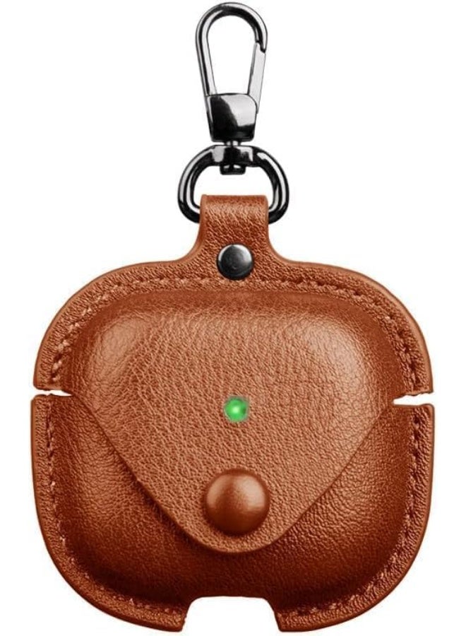 BEST ONE Earbuds Leather Case with Keychain, Retro Protective Headphone/Earphone Cover Compatible with Apple AirPods & Other Earbuds, Wireless Charging Support, Front LED Visible, 2-Pack (Brown & Black) - Image 3