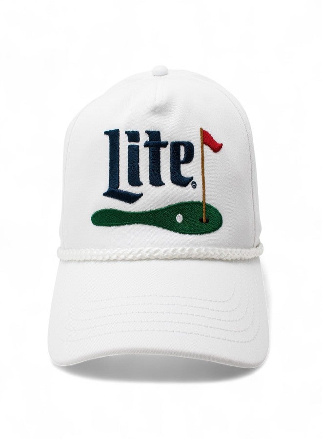 AMERICAN NEEDLE Officially Licensed Miller LITE Golf HAT, Embroidered Rope Cap, Snapback, White/Navy, Authentic, New - Image 2
