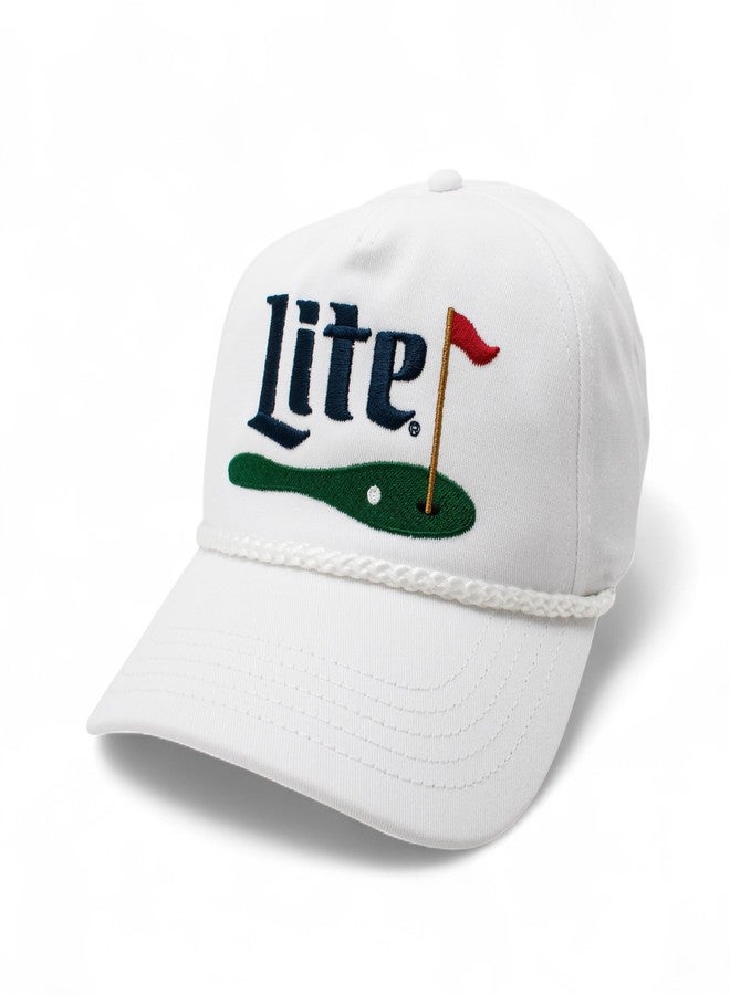 AMERICAN NEEDLE Officially Licensed Miller LITE Golf HAT, Embroidered Rope Cap, Snapback, White/Navy, Authentic, New - Image 1