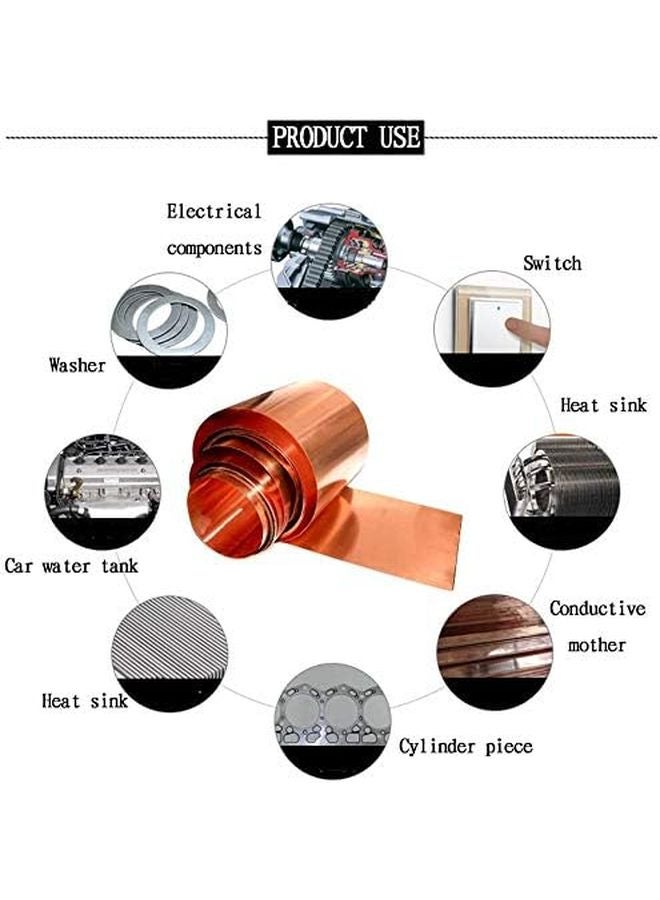 صفيحة نحاسية نقية بسمك 0.05 مم وعرض 200 مم وطول 3 أمتار، رقائق عالية النقاء على شكل لفة - Image 5