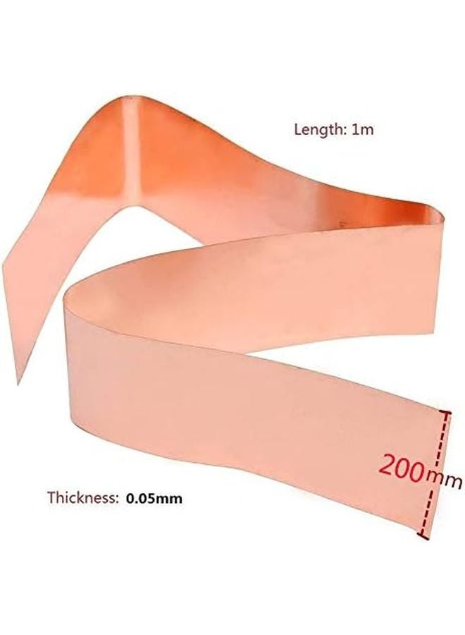 صفيحة نحاسية نقية بسمك 0.05 مم وعرض 200 مم وطول 3 أمتار، رقائق عالية النقاء على شكل لفة - Image 3