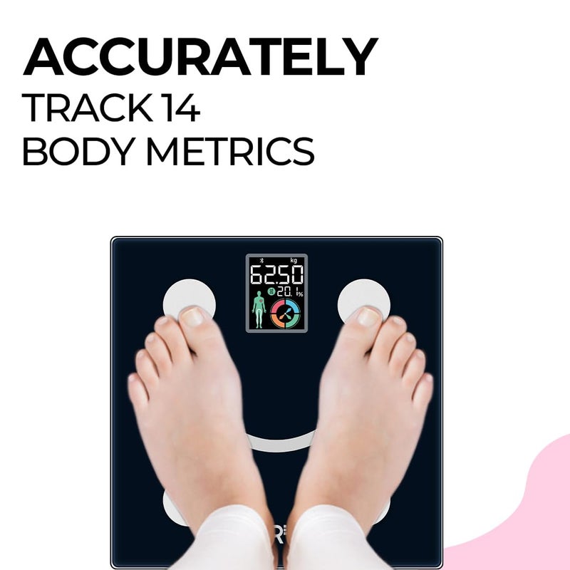 iGRiD Smart Bluetooth BMI Weight Machine for Body Weight, 14 Essential Parameters with ALFit App, Body Fat Analyzer, Full Body Composition Scale with LED Light, Lightweight & Portable, 1-Year Warranty - Image 5