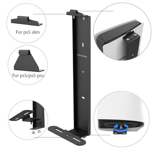 Monzlteck Wall Mount for PS5 Slim/PS5 Pro -Steel Mount Wall Holder Bracket for PS5 Original and PS5 Slim/Pro(Digital and Disc),Sturdy and Not Fall Off,+1Controller Holder - Image 2
