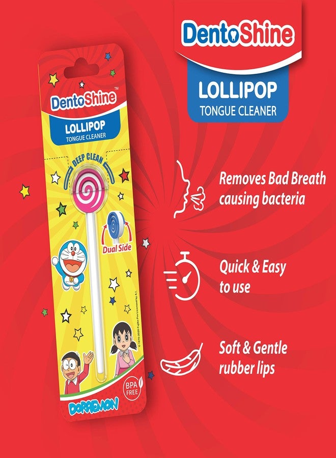 DentoShine Oral Care Combo Ages 2+ (Sticky Toothbrush for Kids + Lollipop Tongue Cleaner + Flavored Toothpaste 80 g x 2) (Strawberry) - Image 3