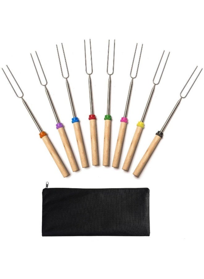 Marshmallow Roasting Sticks,Marshmallow Sticks Kit Extending Roaster 32 Inch Set of 8 Telescoping Stainless Steel. Smores Skewers & Hot Dog Forks Kids Camping Campfire Fire Pit Accessories.FREE Pouch