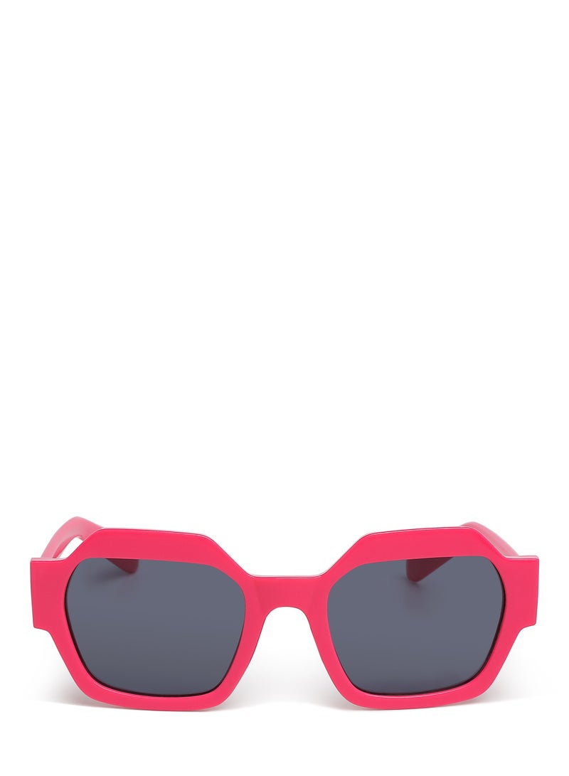 London Rag Bold Bevel Square Sunglasses in Rose Red - Image 1