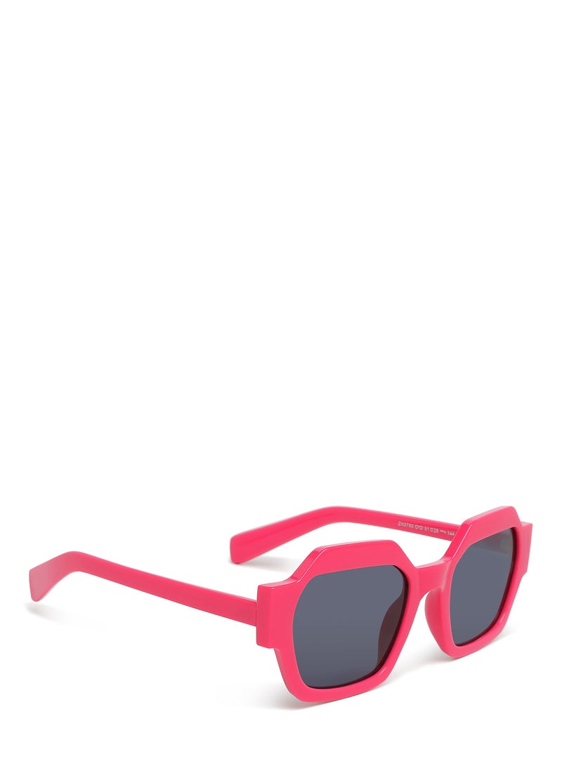 London Rag Bold Bevel Square Sunglasses in Rose Red - Image 2