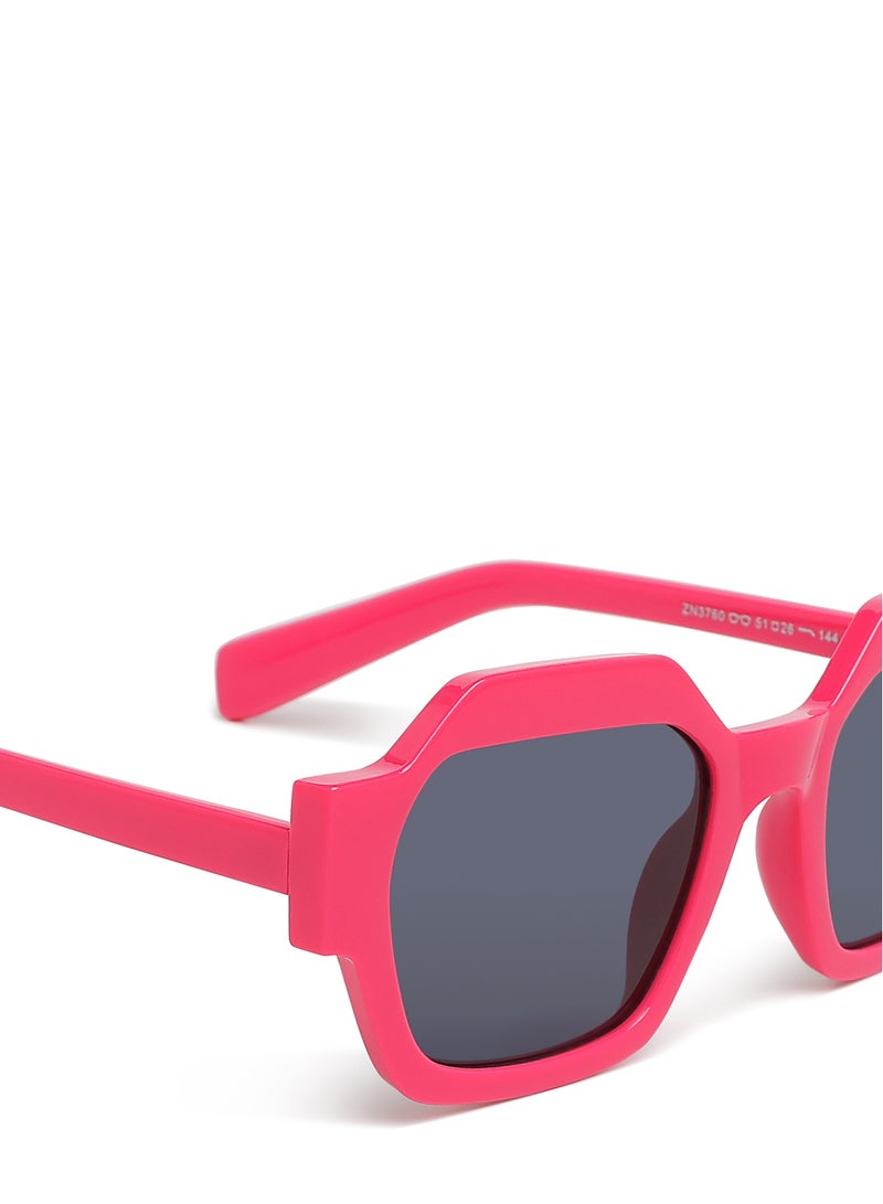 London Rag Bold Bevel Square Sunglasses in Rose Red - Image 4