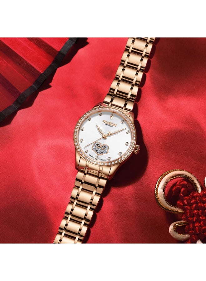 Rosdn Ruyi-inlaid Genuine Diamond Watch For Women, Waterproof Fully Automatic Mechanical Ladies Watch, Top Ten Brands, Birthday Gift For Girlfriend - Image 5